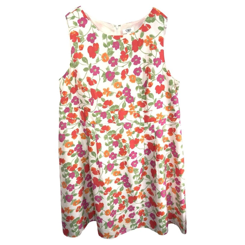 Cato Plus Size 22W Dress Pink White Floral A Line Sleeveless‎ Midi Easter 577